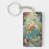 Groene Zeeen schildpad zwemt in de Stille Oceaan Sleutelhanger (Voorkant)