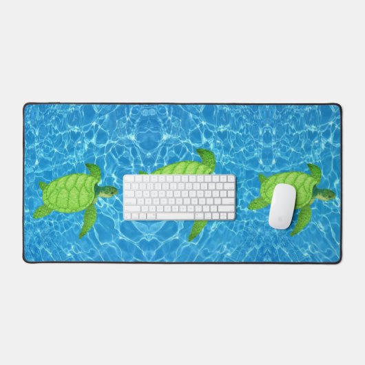 Groene Zeeen schildpadden op Turquoise waterachter Bureaumat (Keyboard & Muis)