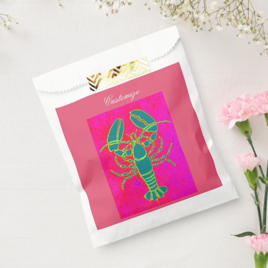 Groene zeekreeft rood bedankzakje (Gezegeld)