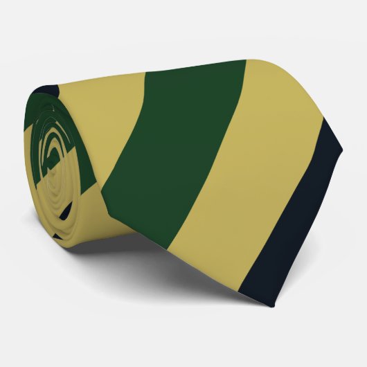 Groene zeemacht en gouden Stropdas met diagonaal s (Opgerold)