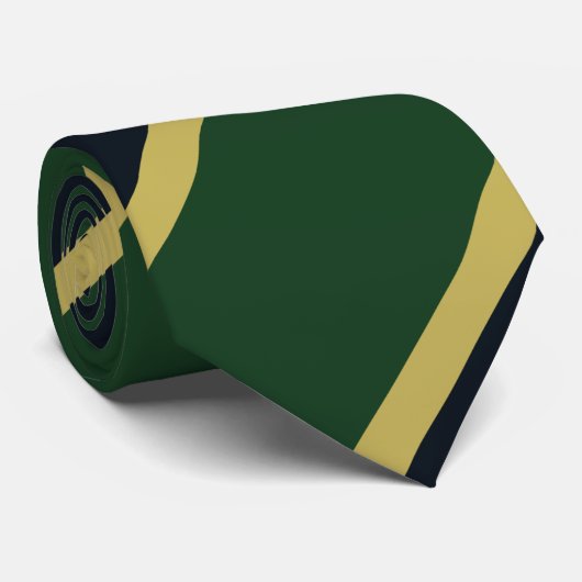 Groene zeemacht en gouden Stropdas met diagonaal s (Opgerold)