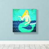 Groene Zeemeermin Abstracte digitale print (Insitu (Houten vloer))