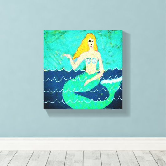 Groene Zeemeermin Abstracte digitale print (Insitu (Houten vloer))