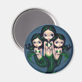 "Groene zeemeermin drieling" magneet (Voorkant / Achterkant)