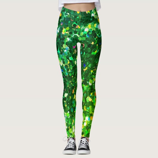 Groene Zeemeermin Holo Glitter Leggings Glitz! (Voorkant)
