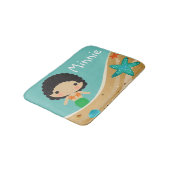 Groene Zeemeermin met Curly Black Hair Personalise Badmat (Gekanteld)
