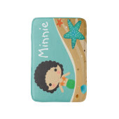 Groene Zeemeermin met Curly Black Hair Personalise Badmat (Voorkant Verticaal)