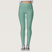 Groene Zeemeermin Vis Schaal Patroon Leggings (Voorkant)