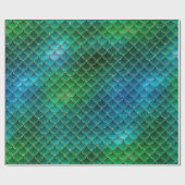 Groene  zeemeermineschalen cadeaupapier (Vlak)