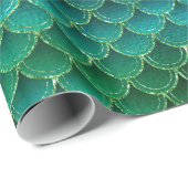 Groene  zeemeermineschalen cadeaupapier (Rol Hoek)