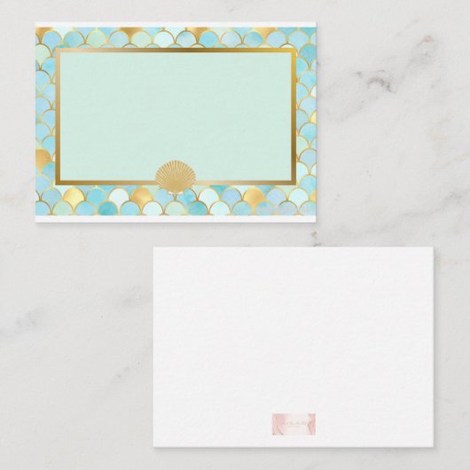 Groene Zeemeerminpartij Gedekte kaarten Plaatskaartje (Voorkant / Achterkant)