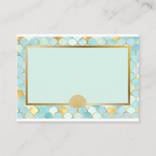 Groene Zeemeerminpartij Gedekte kaarten Plaatskaartje (Voorkant)