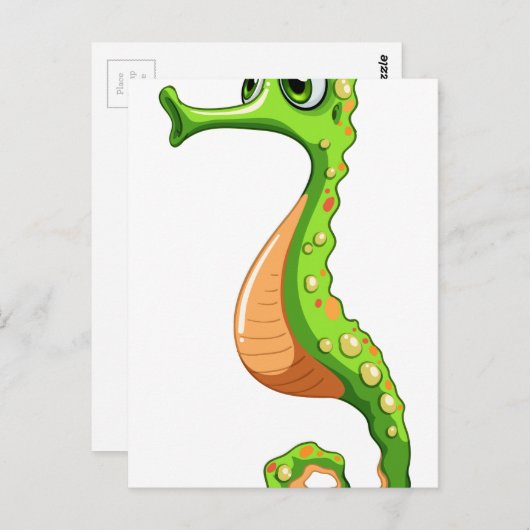 Groene zeepaardje briefkaart (Voorkant / Achterkant)