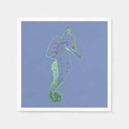 Groene Zeepaardje Vector Kunst Cocktailservet Servet