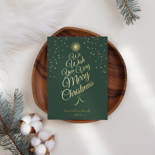 Groene Zeer Gezellige Kerstboom Familie Brief Folie Feestdagenkaart
