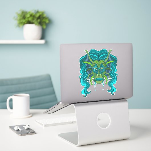 Groene Zeerman Sticker (Laptop op bureau)