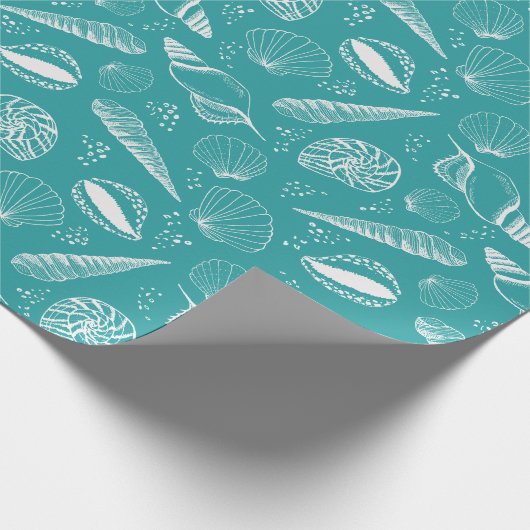 Groene zeeschelp nautisch cadeaupapier (Hoek)