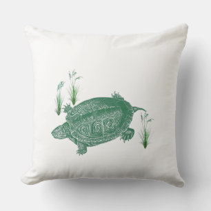 Groene zeeschildpad effen witte rug kussen