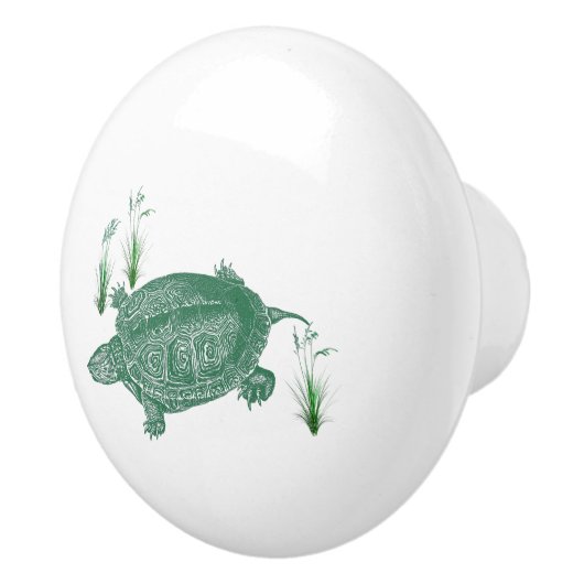 Groene zeeschildpad keramische knop (Rechts)