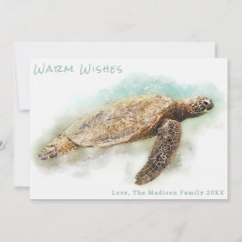GROENE ZEESCHILDPAD KERSTKAART | Warme Wensen