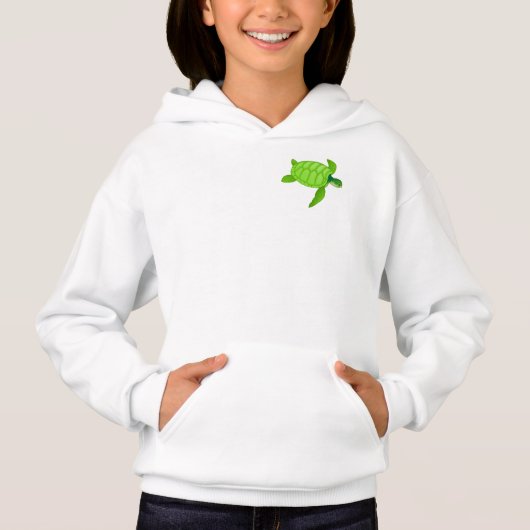 Groene Zeeschildpad Meisjes Hoodie (Voorkant)