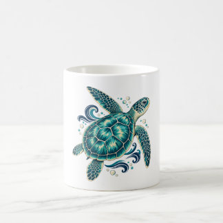 Groene Zeeschildpad met Oceaangolven Koffiemok