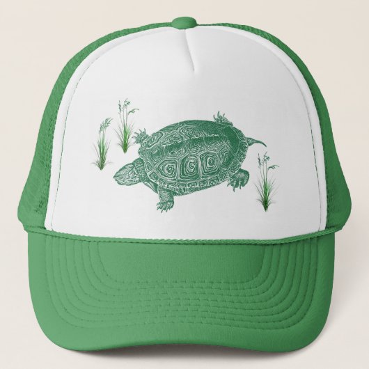 Groene zeeschildpad trucker pet (Voorkant)