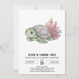 Groene Zeeschildpad Verjaardag Kaart