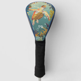 Groene zeeschildpad zwemt in de Stille Oceaan Golfheadcover