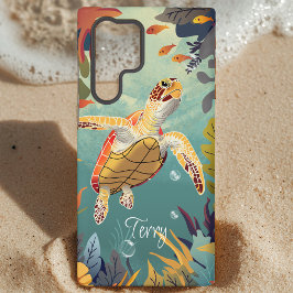 Groene zeeschildpad zwemt in de Stille Oceaan Samsung Galaxy Hoesje