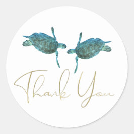 Groene Zeeschildpadden Elegant Gouden Strand Bruil Ronde Sticker