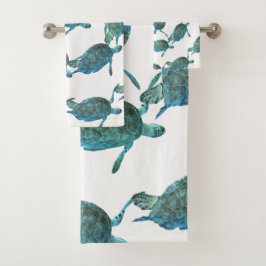 Groene Zeeschildpadden Oceaan Elegant Strand Bad Handdoek