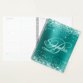 Groene Zeeschuim Glitter Aqua Teal Folie Monogram Planner (Display)