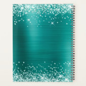 Groene Zeeschuim Glitter Aqua Teal Folie Monogram Planner (Achterkant)