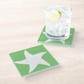 Groene Zeester Glas Onderzetter (Schuin)