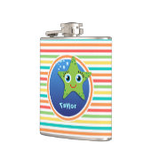 Groene zeester; heldere regenboogstrepen heupfles (Links)