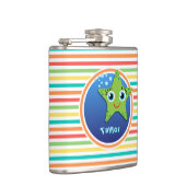 Groene zeester; heldere regenboogstrepen heupfles (Rechts)