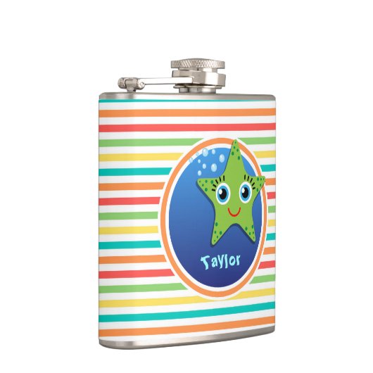 Groene zeester; heldere regenboogstrepen heupfles (Rechts)