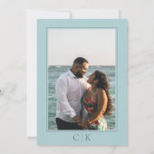 Groene Zeester Monogram Foto Save The Date (Achterkant)
