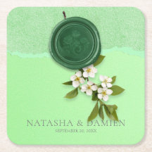 Groene Zegel Huwelijk Papier Coaster