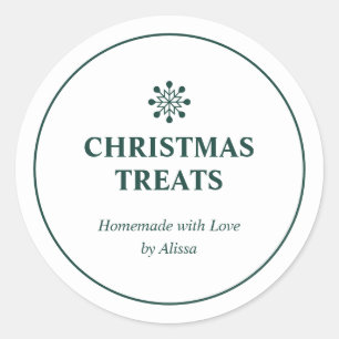 Groene zelfgemaakte kersttraktatie kerstgebak ronde sticker