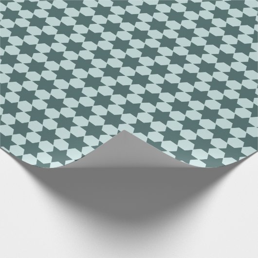 Groene zespuntige sterren cadeaupapier (Hoek)
