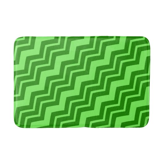 Groene Zig Zag Chevron Patroon Ontwerp Badmat (Voorkant)