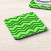 Groene Zig Zag Chevron Patroon Ontwerp Bier Onderzetter (Linkerzijde)