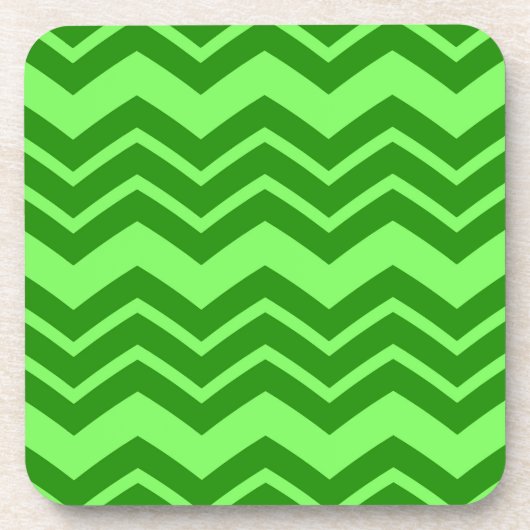 Groene Zig Zag Chevron Patroon Ontwerp Bier Onderzetter (Voorkant)