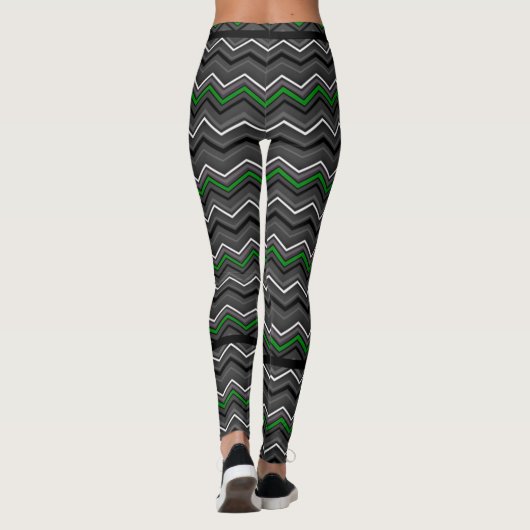 Groene Zig Zag met Black Striping...C Diff Leggings (Achterkant)