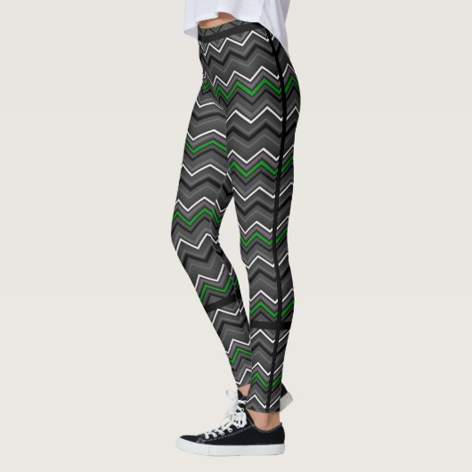 Groene Zig Zag met Black Striping...C Diff Leggings (Links)
