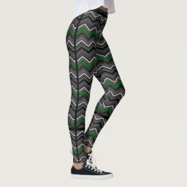 Groene Zig Zag met Black Striping...C Diff Leggings
