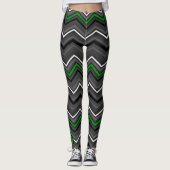 Groene Zig Zag met lint... Maagparese Leggings (Voorkant)