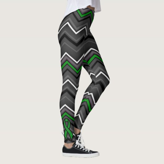 Groene Zig Zag met lint... Maagparese Leggings (Rechts)